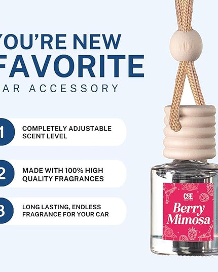 CANDECraftCo Car Air Hanging Fragrance Oil, Car Auto Freshener for Essential Oils, Scents Fragrance Aromatherapy Automobile Diffuser, Long Lasting (Berry Mimosa + Champagne)