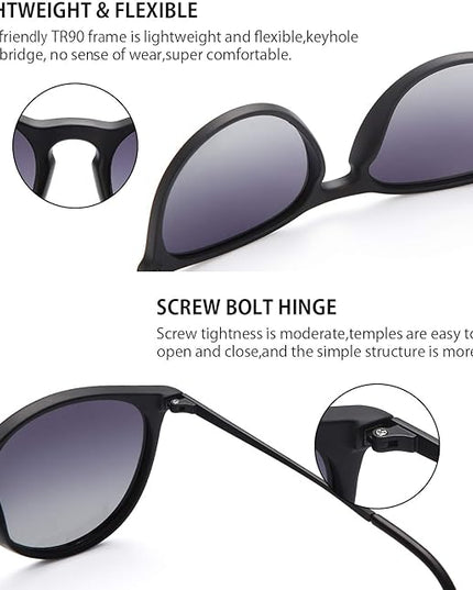 CHBP Sunglasses Womens Men Polarized UV Protection Trendy Vintage Retro Round Mirrored Lens Sunglasses For Women