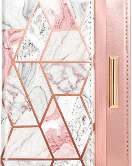 Passport Holder Cover Travel RFID Blocking Passport Cover Rose Gold Cute Flowers Passport Wallet with Elastic Band for Women
