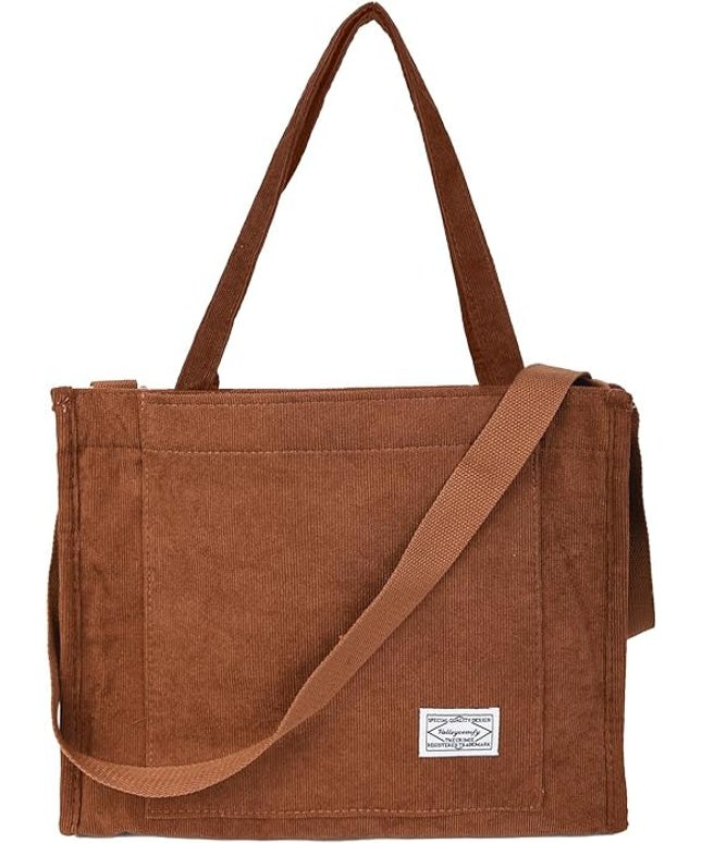 Valleycomfy Corduroy Tote Bag for Women Travel Crossbody Bag Purse Women Shoulder Bags Work Handbags Everyday Hobo Bag