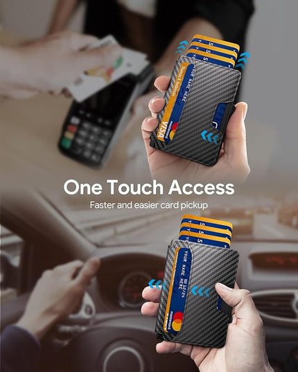 SEMORID Wallet for Men, Mens Wallet Minimalist Slim Wallet, RFID Blocking Smart Pop Up Wallet with Money Clip & ID Window, Metal Compact Wallet, Aluminum Credit Card Holder Wallet