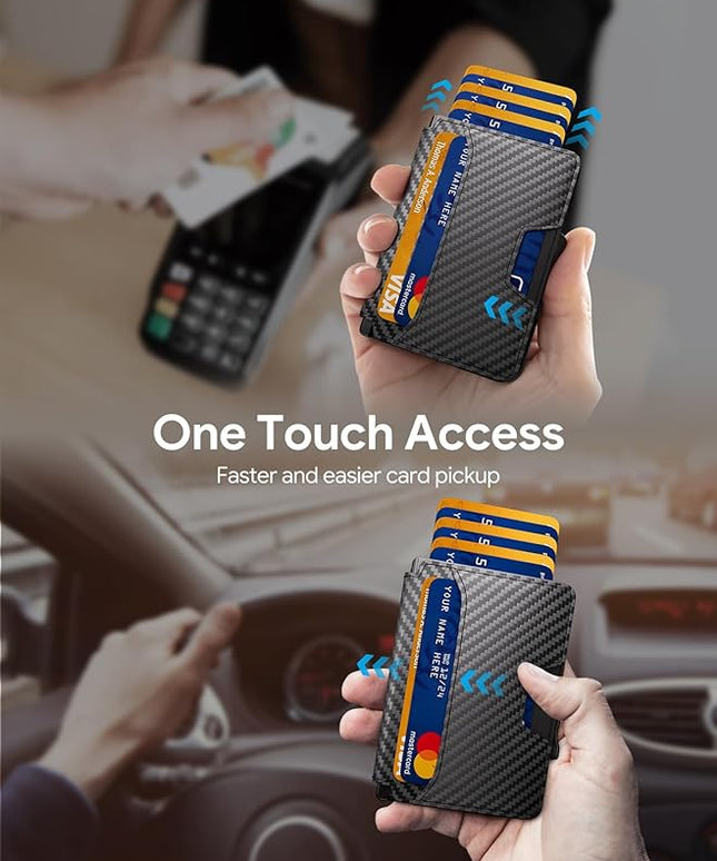 SEMORID Wallet for Men, Mens Wallet Minimalist Slim Wallet, RFID Blocking Smart Pop Up Wallet with Money Clip & ID Window, Metal Compact Wallet, Aluminum Credit Card Holder Wallet