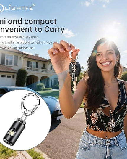 LIGHTFE E2 Mini Keychain Flashlight - Rechargeable USB Magnetic Charging, Compact & Bright LED Pocket Light for Emergencies, Camping, EDC, Everyday Carry
