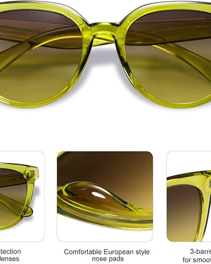 SOJOS Trendy Cat Eye Round Polarized Sunglasses for Women Fashion UV Protection Sunnies Sunglasses SJ2175