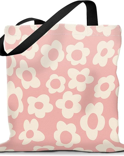 Canvas Tote Bag for Women，Cute Heavy-Duty Shoulder Bag with Zipper Pocket -Travel Tote for Grocery, Gym,Shopping