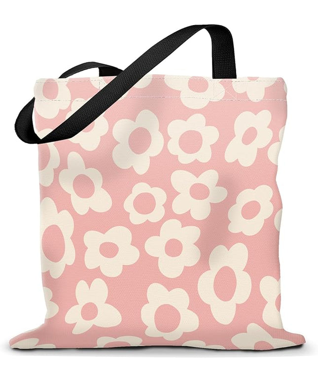 Canvas Tote Bag for Women，Cute Heavy-Duty Shoulder Bag with Zipper Pocket -Travel Tote for Grocery, Gym,Shopping