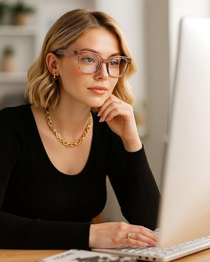 kimorn Blue Light Blocking Glasses,Anti Eyestrain & UV Protection,Square Frame Glasses for Women and Men