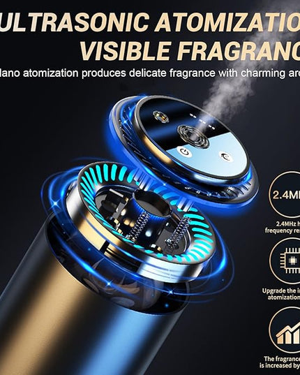 Smart Car Air Freshener, Car Air Freshener Diffuser with Starry Sky Projection and 50ml Perfume, Rechargeable Cars Aroma Diffuser, 4 Mode Adjustable, Auto On/Off Intelligent Cars Diffuser