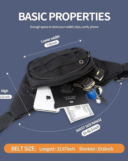 DAITET Crossbody Fanny Pack for Men&Women,Large Waist Bag & Hip Bum Bag with Adjustable Strap for Outdoors Workout Traveling Casual Running Hiking Cycling