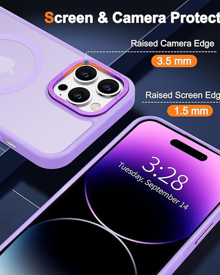 Hython Case for iPhone 14 Pro Max Case Magnetic Translucent Matte Phone Cases 6.7" [Compatible with MagSafe] Thin Slim Fit Shockproof Bumper Hard Protective Cover for Women Men Girls, Light Purple