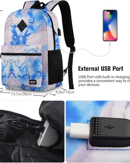 YAMTION School Backpack,Classic Cute Bookbag Men and Teen Boy Schoolbag with USB Charging Port for High School College Office Work Travel