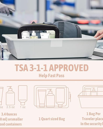 3PCS Diaper Bag Organizer Pouch Set, TSA Approved Toiletry Bag，Clear Waterproof TPU Makeup Bag Set Travel Organizer Bags for Women and Kids
