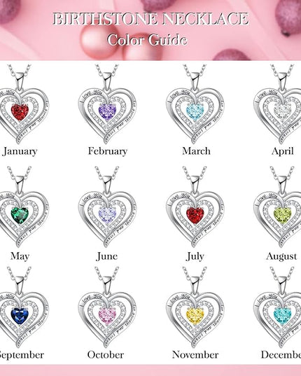 REDBEE Necklaces for Women Birthstone Heart Necklace Jewelry for Wife Girlfriend Woman Necklace