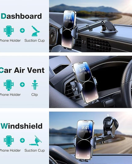 VICSEED [No.1 Powerful Suction] [Rally Racing-Grade Stability] Phone Holders for Your Car 2026 Upgraded Car Phone Holder Mount Truck Stand for Dashboard Windshield Vent for iPhone Samsung All Phones