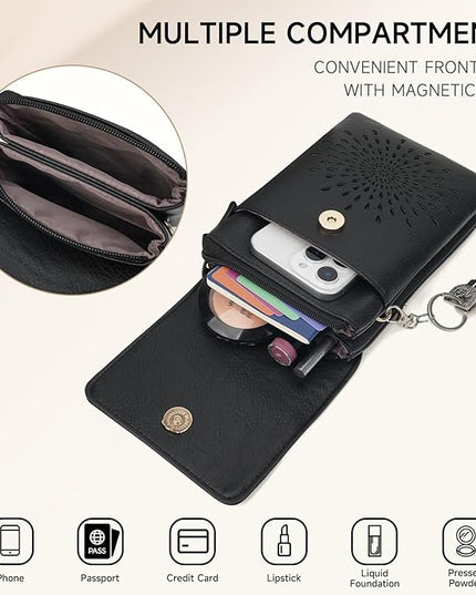 APHISON Small Crossbody Bags for Women Trendy, Leather Phone Wallet Purses Handbags Card Slots with Adjustable Strap