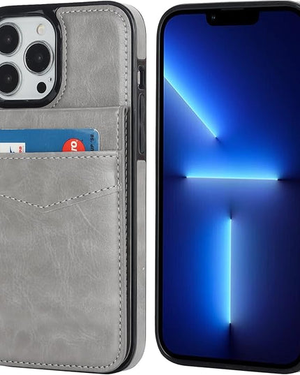 KIHUWEY Compatible with iPhone 13 Pro Max Case Wallet with Credit Card Holder, Premium Leather Magnetic Clasp Kickstand Heavy Duty Protective Cover for iPhone 13 Pro Max 6.7 Inch (Gray)