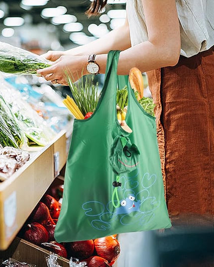 20 Pack Reusable Shopping Bags,Bulk Foldable Portable Reusable Grocery Bags Lightweight Polyester Grocery Shopping Tote Bag (Animal)