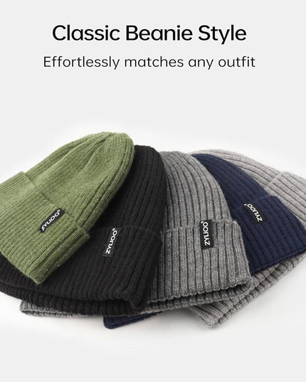 Zylioo Plus Size Fleece Lined Beanie Hat,2XL/XL/L/M/S Thermal Knitted Hat,Winter Warm Lined Snow Hats for Women Men