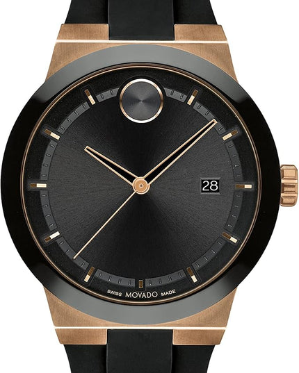 Movado Bold Fusion Men's Luxury Quartz Watch - Swiss Movement, Silicone Strap, Water Resistance 50 Meters (5ATM) - Classic Timepiece - Gift for Him - 42mm