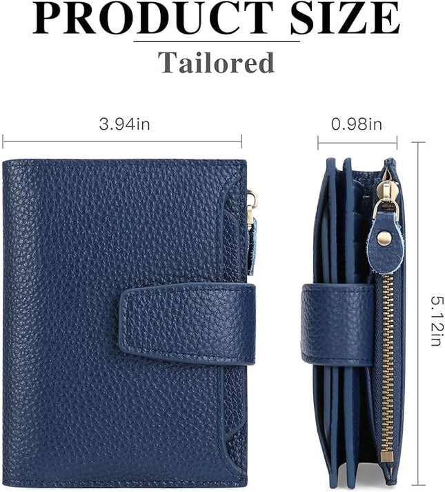 Falan Mule Women's Royal Blue Leather Wallet with RFID Blocking, Card Holders, and Coin Pouch
