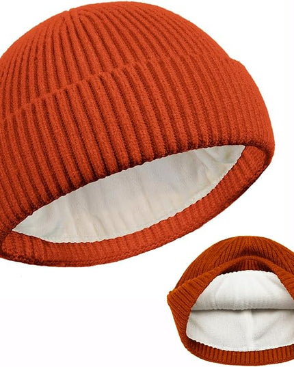 ROYBENS Swag Wool Knit Cuff Short Fisherman Beanie for Men Women, Winter Warm Hats