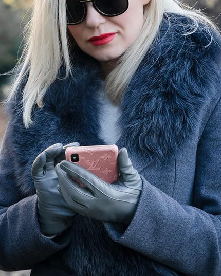 Downholme Touchscreen Leather Cashmere Lined Gloves for Women