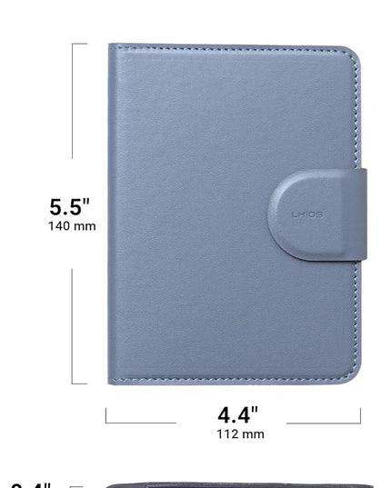 LHiDS Leatherette Passport Holder with RFID Protection, Premium PU Leather, Snap Button Closure, Travel Passport Wallet Cover for Passport, Boarding Passes, Business Cards, Cash (Midnight Blue)
