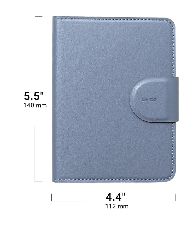 LHiDS Leatherette Passport Holder with RFID Protection, Premium PU Leather, Snap Button Closure, Travel Passport Wallet Cover for Passport, Boarding Passes, Business Cards, Cash (Midnight Blue)