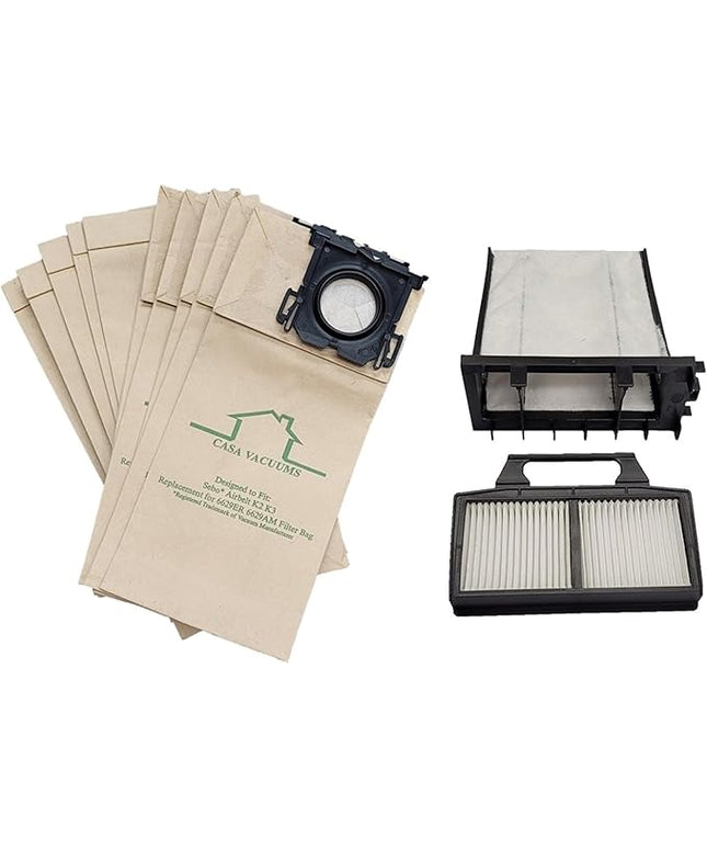 Casa 6695AM Service Box 10 Bags + 2 Filters For Sebo K Series Canister Vacuum Cleaner. K1 AirBelt - Komfort - Pet - Eco K2 Kombi 9679AM 9696AM + K3 90687AM 90693AM W/ET-1 9687AM 9688AM 9689AM 90692AM