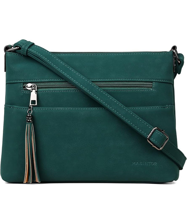 MASINTOR Crossbody Bags for Women, Lightweight Medium Crossbody Purse, Soft Leather Women's Shoulder Handbags with Tassel