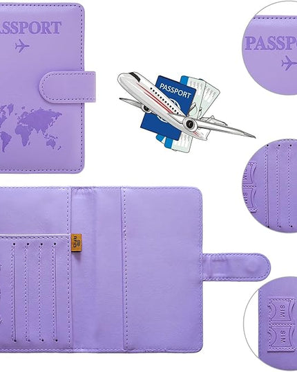 Passport Holder for Travel,Passport Holder with Card Slots Holder,Passport Case,Passport cover for Women and Men,Passport Wallet Travel Essentials and Accessories (Buckle, PURPLE)