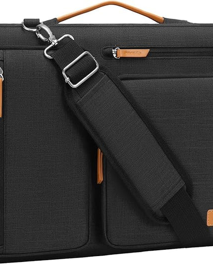 MOSISO 360 Protective Laptop Shoulder Bag,15-15.6 inch Computer Bags Compatible with MacBook Pro 16 inch, HP, Dell, Lenovo, Asus Notebook,Side Open Messenger Bag with 4 Zipper Pockets, Black
