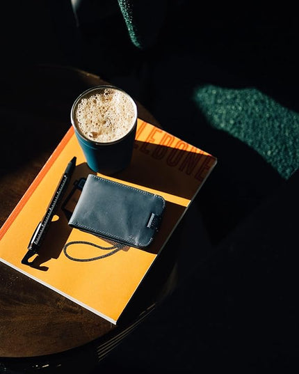 Distil Union Wally Bifold 5.0 RFID Wallet - No ID Window - Slim Bifold Wallet for Men with Money Clip, Premium Leather – Minimalist RFID Card Holder - Holds 14 Cards & 30 Bills - Navy