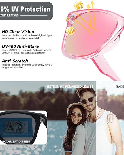 MEETSUN Polarized Sunglasses for Women Men Classic Retro Square Frame Driving Sun Glasses UV Protection