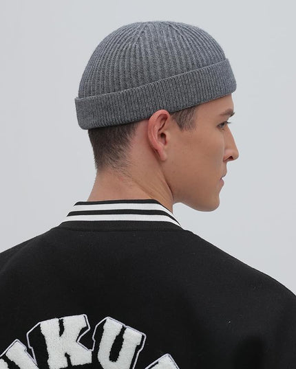 Short Fisherman Beanie for Men Women, Wool Knit Cuff Warm Winter Hats, Trawler Beanie Watch Caps Soft Skullcap