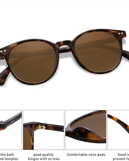 SOJOS Small Round Classic Polarized Sunglasses for Women Men Vintage Style UV400 Lens MAY SJ2113