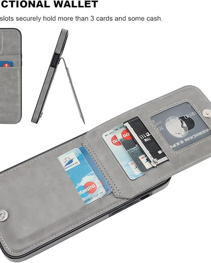 KIHUWEY Compatible with iPhone 13 Pro Max Case Wallet with Credit Card Holder, Premium Leather Magnetic Clasp Kickstand Heavy Duty Protective Cover for iPhone 13 Pro Max 6.7 Inch (Gray)
