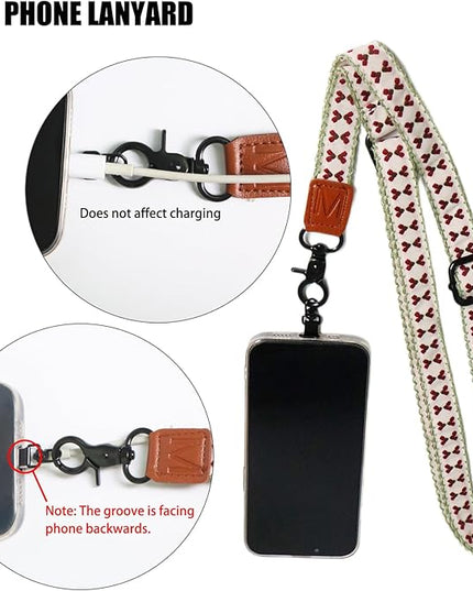 Adjustable Lanyard for Phone, Camera, Name Tags, ID card, Keychain and Wristlet Straps with 2 phone pads(Black)