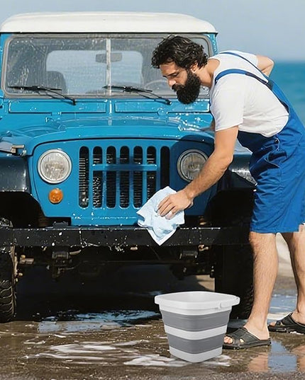 Car Wash Bucket 5L, Collapsible Bucket for Cleaning Supplies, Folding Mop Buckets Water Storage Containers for Camping Gardening Finishing Beach Outdoor RV Sink Wash Basin Ice Tub Swamp Emergency Prep