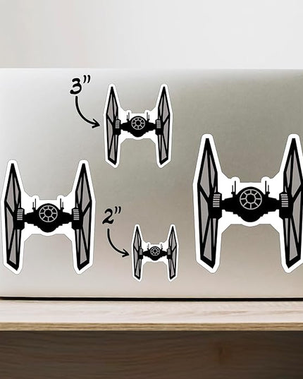 (3PCS) Twin Ion Fighter Star Ship Sticker for Phone Tablet Laptop Car Truck Window | 2" Sticker