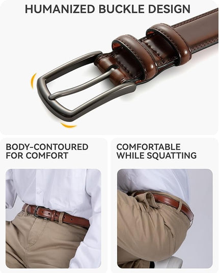 CHAOREN Leather Dress Belt Men 2 Pack - 1 3/8" Mens Belts for Work Business Casual Jeans