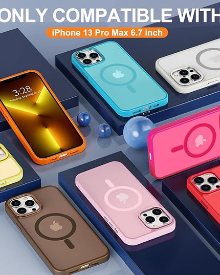 Hython Case for iPhone 13 Pro Max Case Magnetic Translucent Matte Phone Cases 6.7" [Compatible with MagSafe] Thin Slim Fit Shockproof Bumper Hard Protective Cover for Women Men Girls, Lake Blue