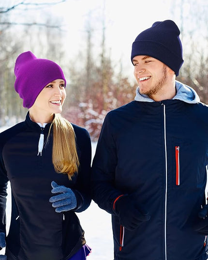 Foaincore 24 Pcs Winter Beanie Hats Bulk for Men Women Warm Roll up Edge Skullcap Colorful Warm Cuff Cap Fisherman