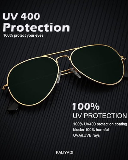 KALIYADI Classic Aviator Sunglasses for Men Women Driving Sun glasses Polarized Lens UV Blocking