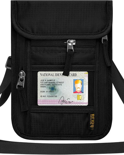 Neck Wallet for Travel,Passport Holder Neck Pouch for Men Women with Adjustable Neck Strap and RFID Blocking