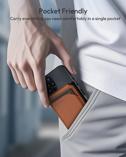 Magnetic Wallet for iPhone, Compatible with MagSafe Adjustable Stand Wallet, RIFD Blocking Leather Magnetic Card Holder for iPhone 17/16/15/14/13/12 Series, Not for iPhone 13/12 Mini(Brown)
