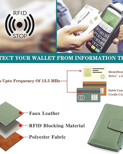 FALAN MULE Small Wallet for Women Leather Bifold Compact RFID Blocking Small Womens Wallet Purse
