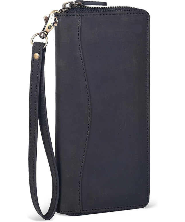 Black Leather Wallet for Women - RFID Womens Wallet Clutch with 8 Credit Card Holder, Coin Pocket, Gift for Women’s