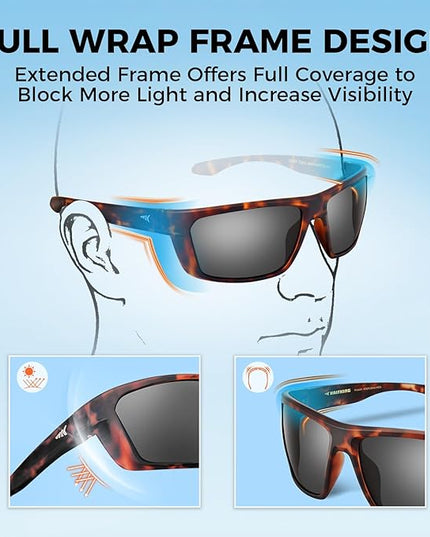 KastKing Huzzah Polarized Sport Sunglasses for Men and Women, Ideal for Driving Fishing Cycling and Running,UV Protection