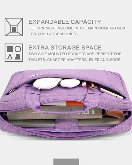 Voova Laptop Bag Case 15 15.6 16 Inch, Computer Sleeve Messenger Bag with Shoulder Strap Expandable Waterproof Business Briefcase for Men Women to Work Travel School, Fit 14-16 Inch Laptop, Lavender